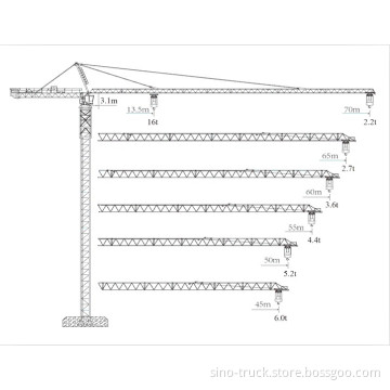XCMG Tower Crane Q7022 16t Max Load 180m Max Height